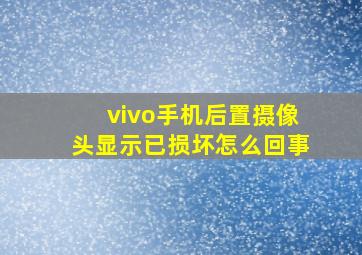 vivo手机后置摄像头显示已损坏怎么回事