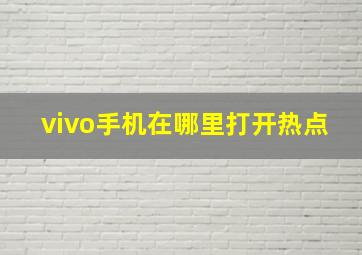 vivo手机在哪里打开热点