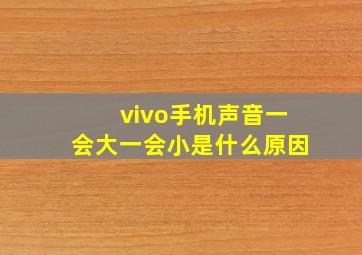 vivo手机声音一会大一会小是什么原因