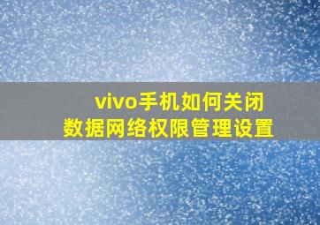 vivo手机如何关闭数据网络权限管理设置