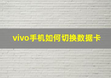 vivo手机如何切换数据卡