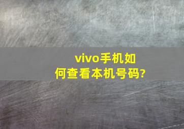 vivo手机如何查看本机号码?