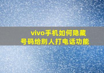 vivo手机如何隐藏号码给别人打电话功能