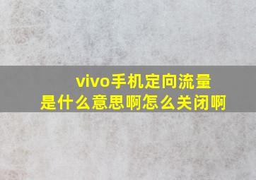 vivo手机定向流量是什么意思啊怎么关闭啊