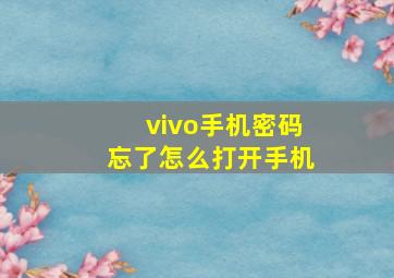 vivo手机密码忘了怎么打开手机