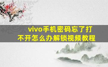 vivo手机密码忘了打不开怎么办解锁视频教程