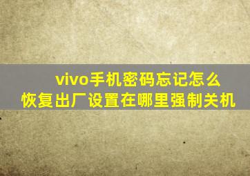 vivo手机密码忘记怎么恢复出厂设置在哪里强制关机