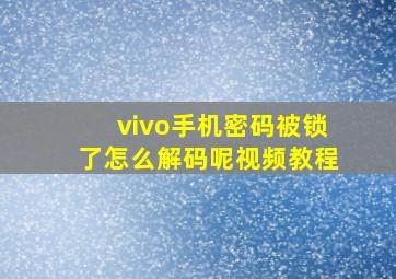 vivo手机密码被锁了怎么解码呢视频教程