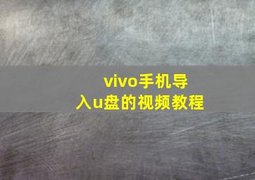 vivo手机导入u盘的视频教程