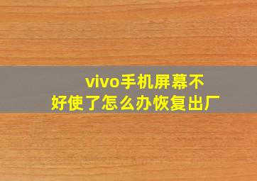 vivo手机屏幕不好使了怎么办恢复出厂