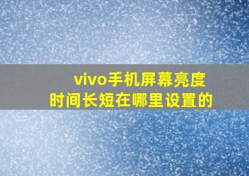 vivo手机屏幕亮度时间长短在哪里设置的