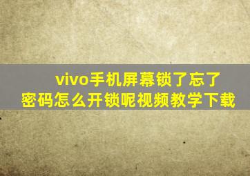 vivo手机屏幕锁了忘了密码怎么开锁呢视频教学下载