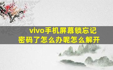 vivo手机屏幕锁忘记密码了怎么办呢怎么解开