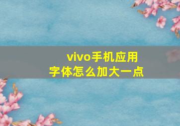 vivo手机应用字体怎么加大一点