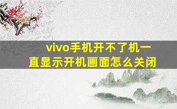 vivo手机开不了机一直显示开机画面怎么关闭