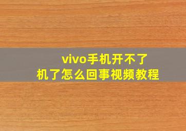 vivo手机开不了机了怎么回事视频教程