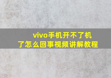 vivo手机开不了机了怎么回事视频讲解教程