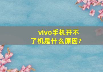 vivo手机开不了机是什么原因?