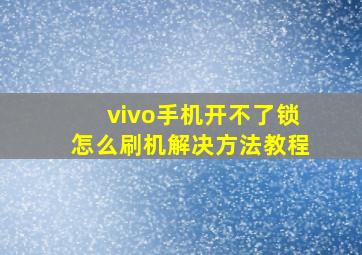 vivo手机开不了锁怎么刷机解决方法教程