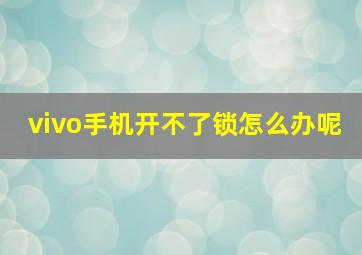 vivo手机开不了锁怎么办呢