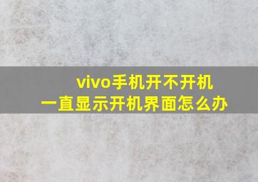 vivo手机开不开机一直显示开机界面怎么办