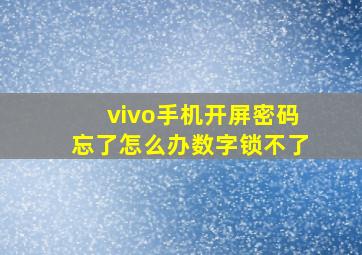 vivo手机开屏密码忘了怎么办数字锁不了