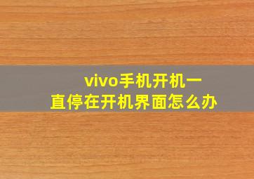 vivo手机开机一直停在开机界面怎么办