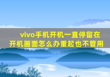 vivo手机开机一直停留在开机画面怎么办重起也不管用