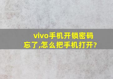 vivo手机开锁密码忘了,怎么把手机打开?