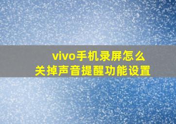 vivo手机录屏怎么关掉声音提醒功能设置