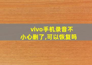 vivo手机录音不小心删了,可以恢复吗