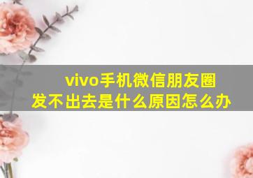 vivo手机微信朋友圈发不出去是什么原因怎么办