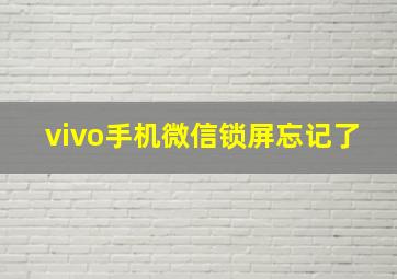 vivo手机微信锁屏忘记了