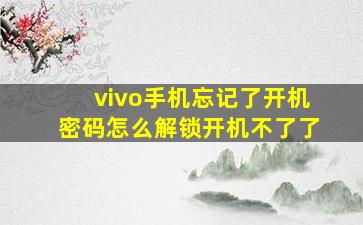 vivo手机忘记了开机密码怎么解锁开机不了了