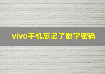 vivo手机忘记了数字密码