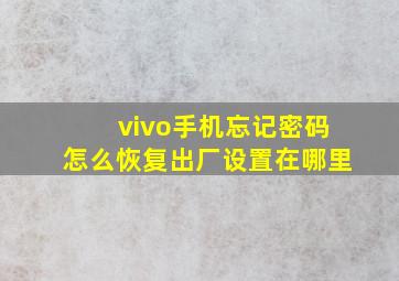 vivo手机忘记密码怎么恢复出厂设置在哪里