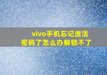 vivo手机忘记激活密码了怎么办解锁不了