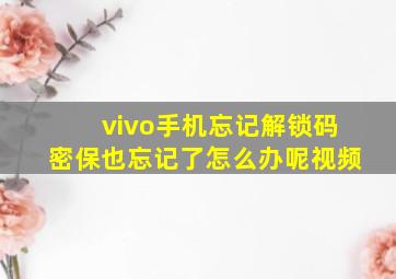 vivo手机忘记解锁码密保也忘记了怎么办呢视频