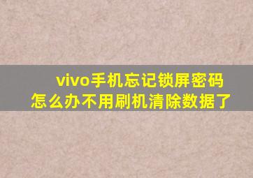 vivo手机忘记锁屏密码怎么办不用刷机清除数据了