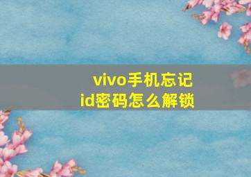 vivo手机忘记id密码怎么解锁