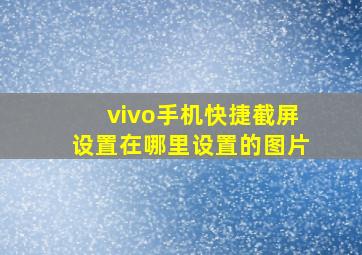 vivo手机快捷截屏设置在哪里设置的图片