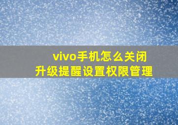 vivo手机怎么关闭升级提醒设置权限管理