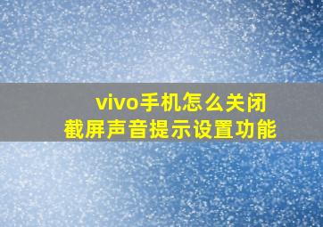 vivo手机怎么关闭截屏声音提示设置功能