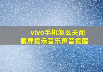 vivo手机怎么关闭截屏提示音乐声音提醒