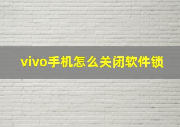 vivo手机怎么关闭软件锁