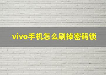 vivo手机怎么刷掉密码锁