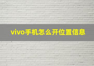 vivo手机怎么开位置信息