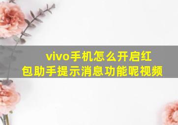 vivo手机怎么开启红包助手提示消息功能呢视频