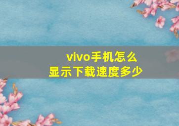 vivo手机怎么显示下载速度多少