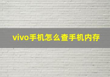 vivo手机怎么查手机内存